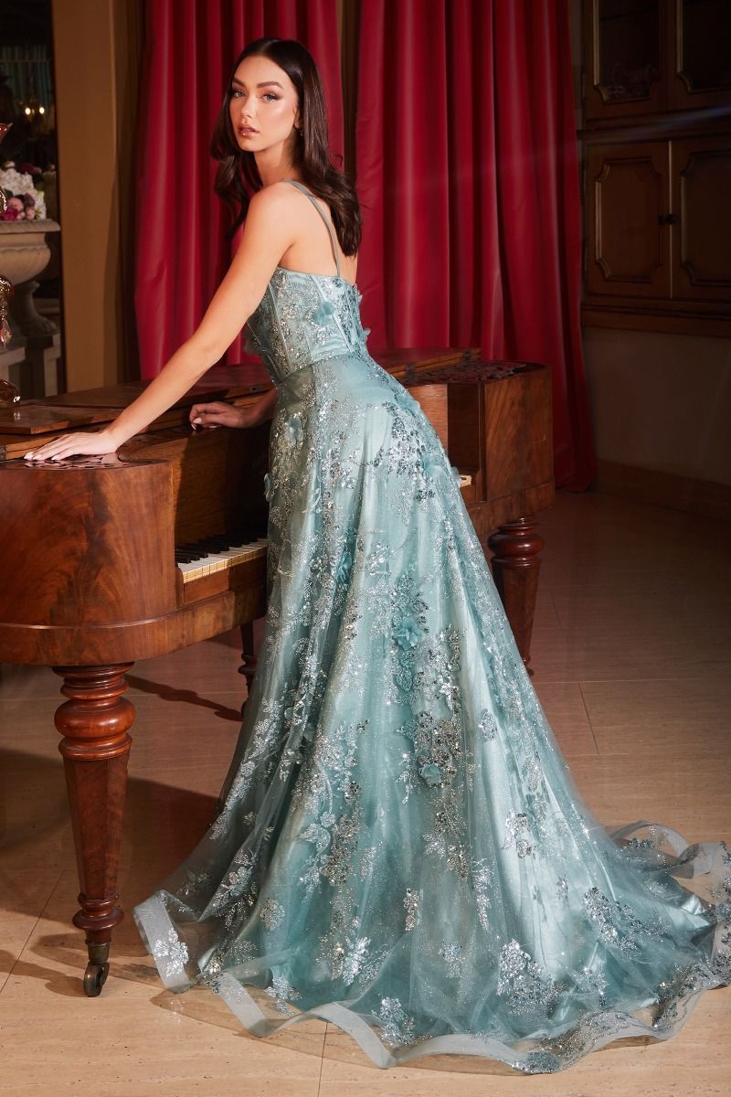 SEQUIN FLORAL PRINTED A-LINE DRESS CDCB144-1